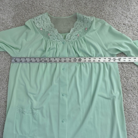 Shadowline Two Piece Vintage Mint Green Nightgown and Robe Peignoir Set - Picture 11 of 12